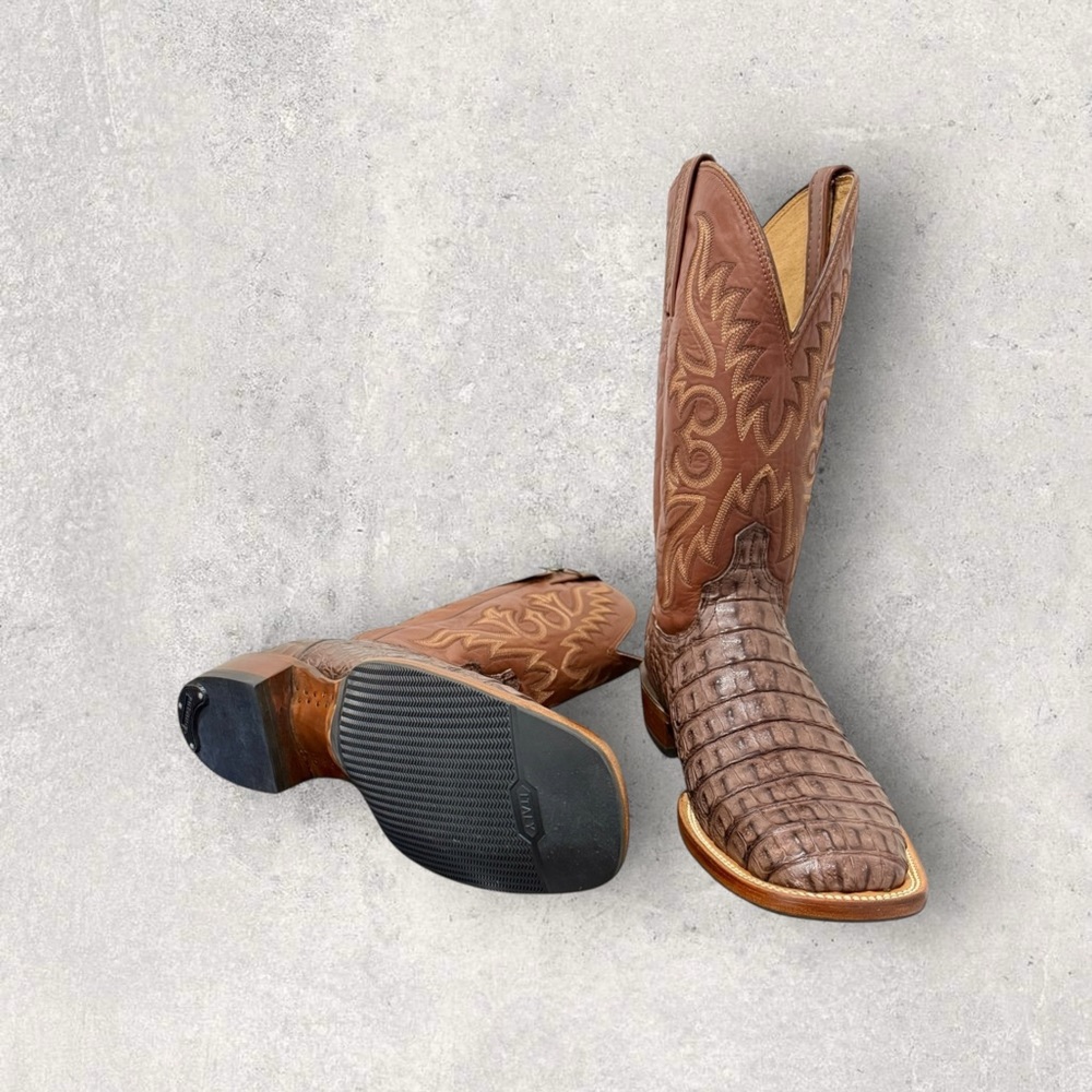 🔥🐊Lucchese Caiman Hornback Boots Sz 10D | New | Sole + Heel Protectors 🐊🔥 - Picture 10 of 14